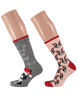 Apollo 2-pack foute dames kerstsokken animals