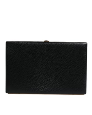 Zwarte Leren Gouden Frame Clutch Avondfeest Handtas