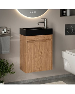 Mirlux Toiletmeubel elen 40cm warm eiken wastafel zwart