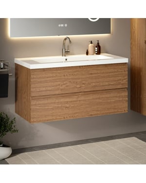 Mirlux Badkamermeubel sena 100cm warm eiken wastafel wit