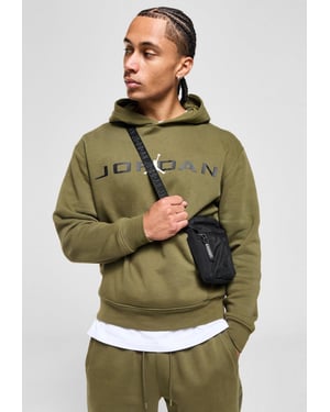 Nike Mens Essential Fleece Air Stretch Overhead Hoodie in Olive Green