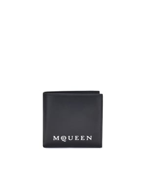 Alexander McQueen Svart Kalfskinn Bos Taurus Plånbok