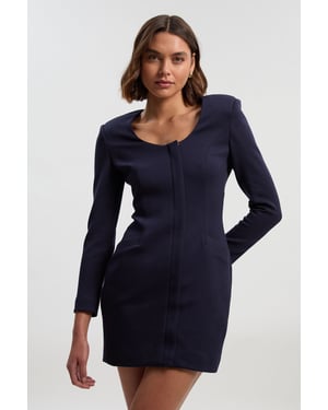 Scuba Scoop Neck Long Sleeve Mini Dress