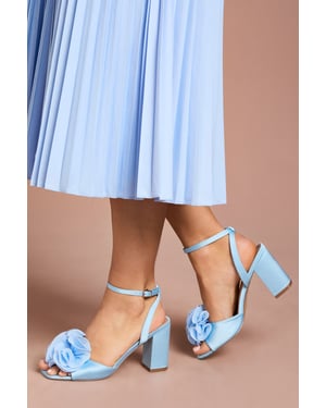 Paloma Corsage Detail High Block Heeled Sandals