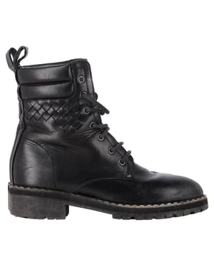 Bottega Veneta Eldfell Intrecciato Combat Boots i svart läder