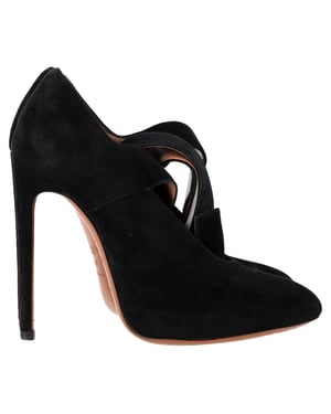 Alaïa Buckled Strap Pumps in Black Suede