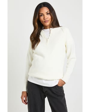 Maternity Henley Button Knitted Jumper
