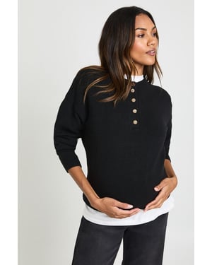 Maternity Gold Button Jumper