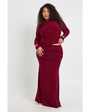 Plus Drape Detail Column Maxi Skirt