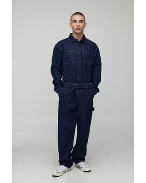 Long Sleeve Relaxed Fit Indigo Belted Boilersuit