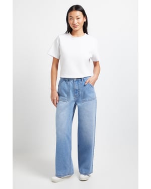 Petite Wide Leg High Waist Denim Jeans