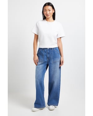Petite Wide Leg High Waist Denim Jeans