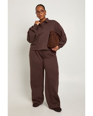 Plus Button Down Wide Leg Joggers