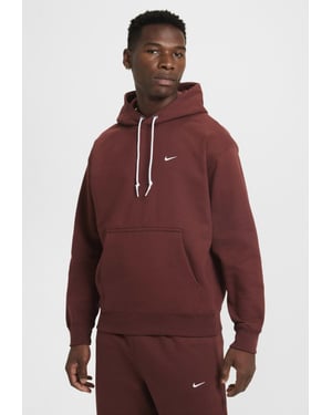 Nike Solo Swoosh Mens Fleece Pullover Hoodie in Dark Pony/White
