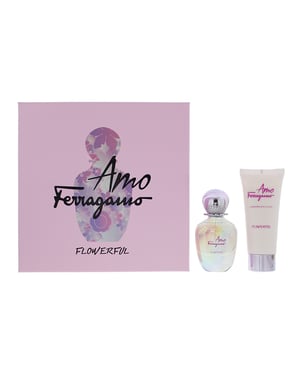 Salvatore Ferragamo Amo Flowerful Eau De Toilette 50ml + Body Lotion Gift Set