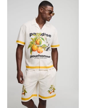 Oversized Paradise Linen Blend Shirt & Short Set