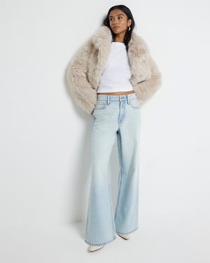 River Island Womens Straight Jeans Petite High Waisted Relaxed