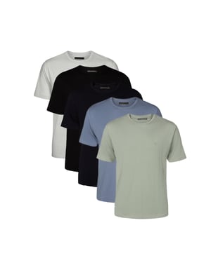Green 5 Pack Cotton Crew Neck Short Sleeve T-Shirts