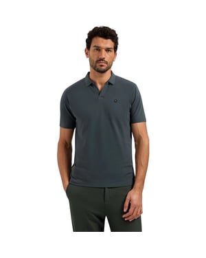 No Excess Polo short sleeve v-collar basic dark steel