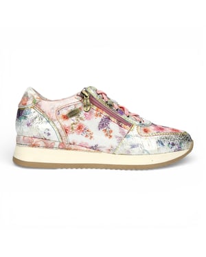 Laura Vita Gycmo 58 dames sneakers met groene bloemenprint van leer