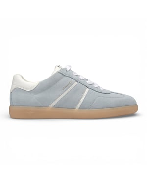 Tamaris dames sneakers van blauw-wit leer