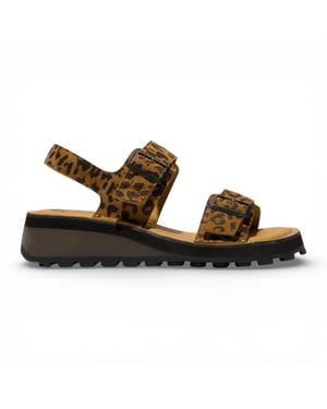 Fly London HEIF558FLY dames sandalen met gesp en cheetahprint in bruin leer