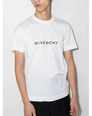 Reverse Paris Logo Print T-Shirt in White
