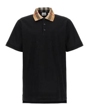 Vintage Check Print Collar Polo Shirt in Black