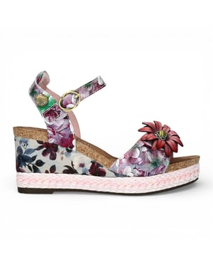 Laura Vita Facyo 75 Lila Paarse Leren Espadrille Sandalen met Bloemenprint voor Dames