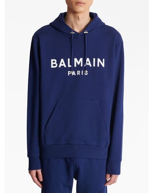 Logo Printed Hoodie in Navy
