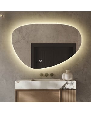 Vtw Living badkamerspiegel met led verlichting asymmetrisch spiegel met