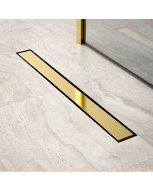 Mirlux Douchegoot 70cm goud tegelrooster rvs met flens