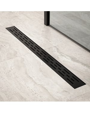Mirlux Douchegoot 80cm mat zwart standaard rooster- rvs met flens