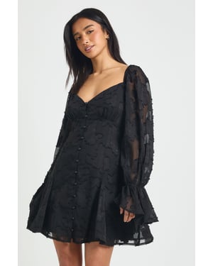 Petite Burnout Floral Godet Hem Mini Dress