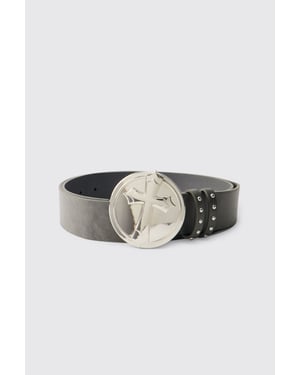 PU Faded Cross Buckle Belt