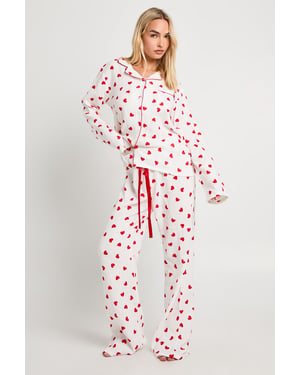 Muslin Heart Print Long Sleeve Shirt & Trouser Set
