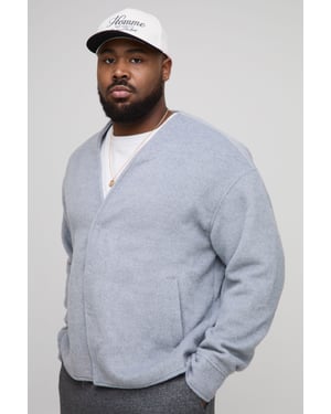 Plus Collarless Wool Look Boxy Smart Jacket