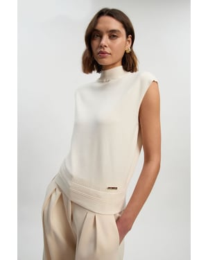 Viscose Blend High neck Knitted Tank Top