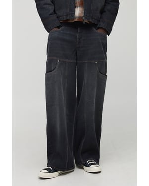 Baggy fit Washed Carpenter Panelled Jeans