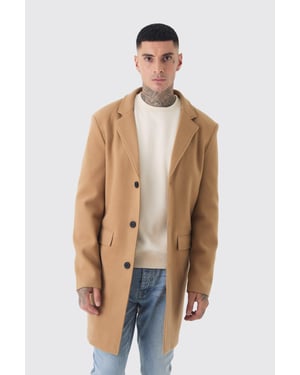 Tall Single Breasted Wool Look Overcoat in Camel