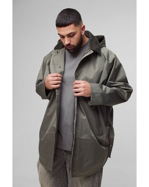 Plus Oversized Cord Collar Hooded Parka Jacket