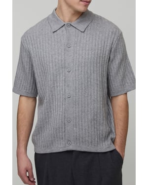Boxy Fit Soft Touch Short Sleeve Ribbed Knitted Shirt