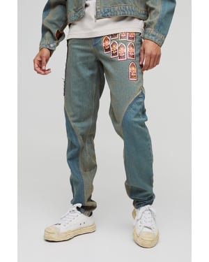 Slim Stacked Gothic Applique Jeans