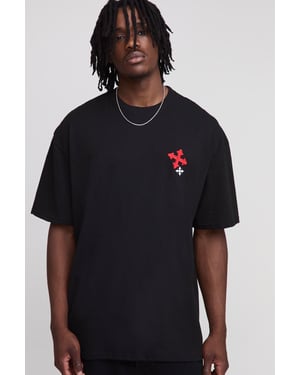 Tall Oversized Cross Embroidery T-Shirt