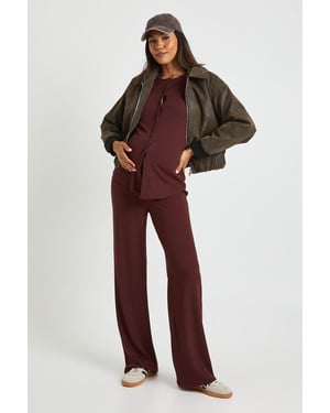 Maternity Soft Knit Button Cardigan & Wide Leg Trouser
