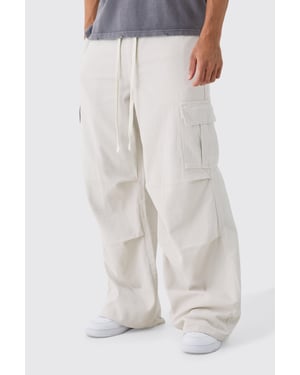 Extreme Baggy Fit Cargo Trousers In Ecru