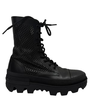 Moncler Carinne Perforated Ankle Boots in Black Leather
