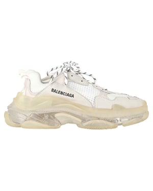 Balenciaga Triple S Clear Sole Sneakers in White Polyester