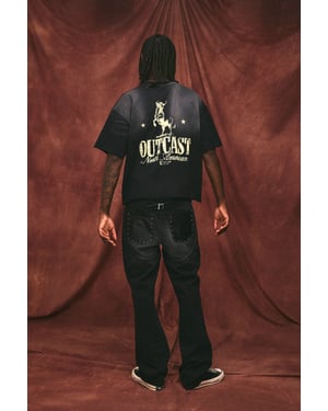 Slim Stacked Flared Western Seam Detail Jeans