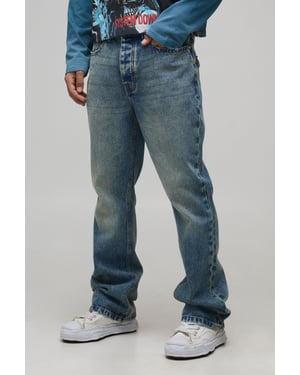 Stonewash Raw Seam Detail Slim Flared Jeans